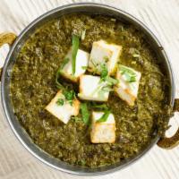 Dhingri Palak Matter · A rare combination of mushrooms and green peas, cooked with spinach and herbs.
