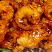 General Tsos Shrimp · Hot & Spicy.Fried jumbo shrimp with steamed carrot, corn, water chestnut, zucchini, bell pep...
