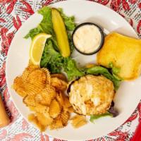 Lump Crab Cake Sandwich · 5 oz crab cake sandwich on a buttered roll with lettuce and tomato, served, fried or broiled...
