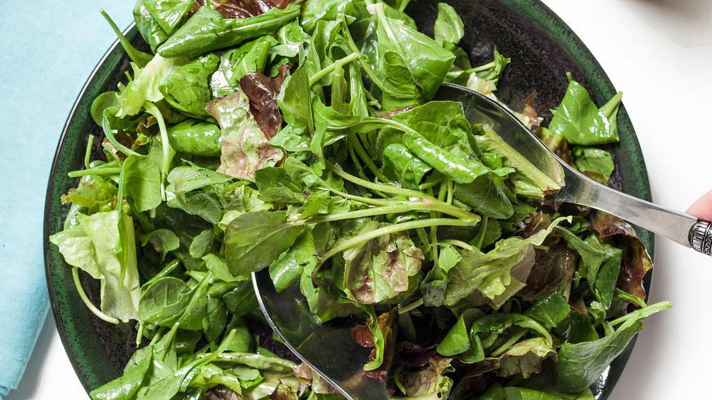 Mixed Greens Salad · Organic mixed greens, red bell peppers, antonelli's white cheddar chunks, lemon pepper vinaigrette.