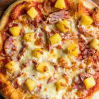 Hawaiian Luau · A fan favorite. Our Hawaiian pizza comes with pineapple, ham, and a blend of cheeses.