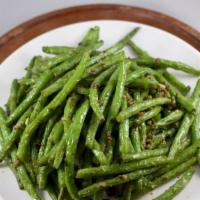 Dry-Fried Green Beans · Green beans, garlic.