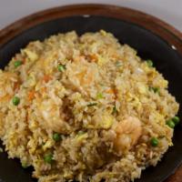 Shrimp Fried Rice · Shrimp, peas, egg, onion, rice.