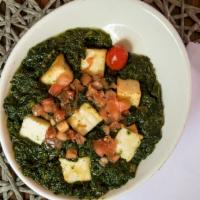 Saag Paneer · Homemade cottage cheese with freshly chopped spinach.