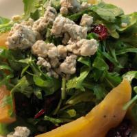 Golden Beet  Salad  · Greens, Goat Cheese,  Pistachio, Orange Segments, Blood Orange Vinaigrette (GF)