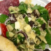 Aida Italian Salad  · Organic Greens, Cured Meats & Cheese, Local Tomatoes, Olives, House-made Italian Dressing, R...