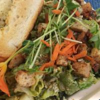  Caesar Salad (Vegan & Gluten Free) · Vegan & gluten free, Tossed in  nut  based caesar dressing & topped with diced  tomato, cucu...