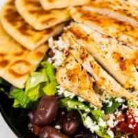 Grilled Chicken Greek Salad · A “Big Greek” salad with marinated grilled chicken