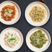 Byo Pasta · Fresh pasta of your choice cooked with your choice of sauce and toppings.