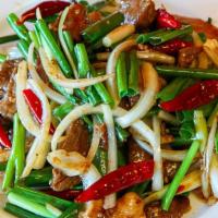 Mongolian Beef · Bell peppers, yellow and green onion, chili spicy in specialty Mongolian sauce.
Spicy