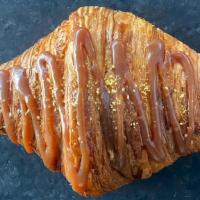 Salted Caramel Croissant · Salted caramel custard filling with vanilla caramel drizzle and honeycomb powder