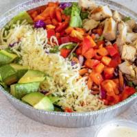 Taco Joint Tradicional · It's infamous! Diced chicken fajita and sliced avocados on salad mix, with tomatoes and Mont...