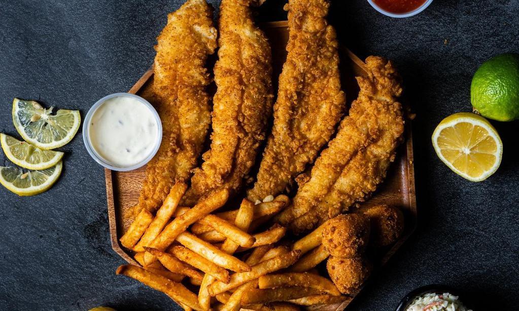 S.A Catfish Basket · Battered and Fried Fresh Catfish Fillet. .  Served with a side, coleslaw and tartar sauce.. U.S.A Catfish is stand out for its sweet, mild, and moist taste.