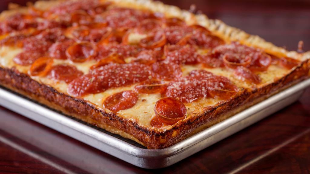 Pontiac Pizza · Cupping pepperoni, red sauce, Parmesan and oregano.