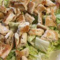 Caesar Salad With Chicken (Small) · W/ grilled chicken or chicken cutlet. Served with house dressing (oil, vinegar, balsamic and...