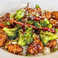 General Tso'S Chicken · Fried Chicken Pieces Tossed in our own sweet and spicy General Tso's sauce.  Mixed with Broc...