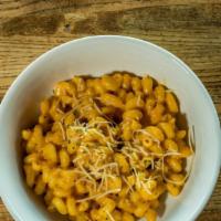 Pub Mac & Cheese · Cavatappi pasta tossed in a creamy smoked cheddar cheese sauce then topped with shredded par...