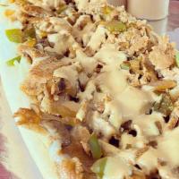 Chicken Cheesesteak · Chicken, your choice of veggies & cheese on an Amoroso Roll.