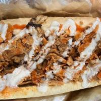 Buffalo Chicken Cheesesteak · Chicken & Bread Roll w/cheese topped with Buffalo Sauce and Ranch