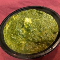 Lasuni Palak Panner · Spinach, cottage cheese cubes, roasted garlic.