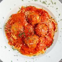 Spaghetti Meatballs · Spaghetti in a tomato sauce with 2 meatballs