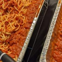Spaghetti With Marinara Family Meal · Serves four and includes garlic bread.