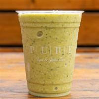 Tropical Green · Matcha, banana, pineapple, spinach, kale, coconut water, chia seeds.