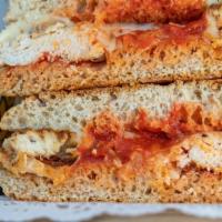 Chicken Parm Panini · Fresh grilled (not breaded) chicken with marinara sauce, mozzarella and parmesan cheese