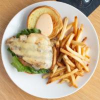 Grilled Chicken Sandwich · Marinated and grilled chicken breast. Served on a brioche bun. Topped with artisan cheese. S...