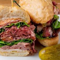 Katz Meow #14 · Pastrami, turkey breast, roast beef, corned beef, lettuce, tomatoes, and Russian dressing. R...