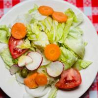 Combination Salad · Iceberg lettuce, tomato, carrot, cucumber, radish, and onion. Vegan, vegetarian, and gluten-...