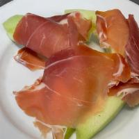Melon & Prosciutto · Sliced Melon with thin Slices of Imported Italian Prosciutto
