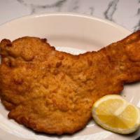 Veal Milanese  No Pasta  · Thin Tender Breaded Veal Cutlet.  Comes with Lemon Wedge.