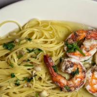 Shrimp Garlic & Butter With Spaghetti · Highest quality large eastern gulf sourced jumbo shrimp sautéed in butter and garlic.