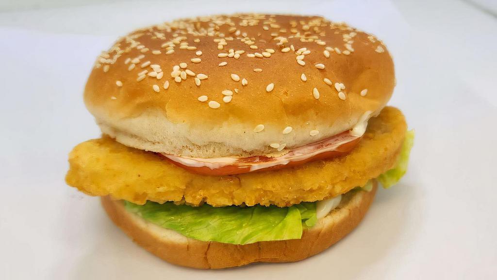 Chicken Burger · Halal chicken breast patty served with lettuce, tomato and mayonnaise.