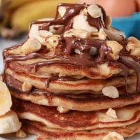 Nutella Banana Pancakes (5 Stack) · 5 stack of pancakes with Nutella, and bananas
