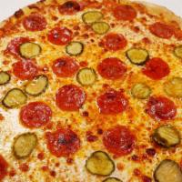 Pepperoni & Pickles · Pepperoni pizza combines glorious hot mayo sauce, crushed black pepper, and freshly sliced p...