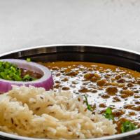 Dal Makhani Meal  · Mixed lentils cooked in sautéed ginger, garlic, onion, and tomatoes. Garnishes with cream.
