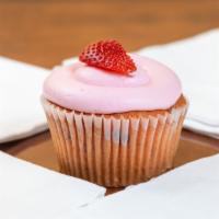 Strawberry · A fresh strawberry cupcake topped with a strawberry infused cream cheese frosting.