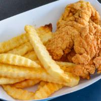 Chicken Tenders · Served with fries or tots. Choice of ranch, BBQ, honey mustard or special spicy sauce.