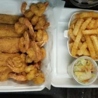 Meal For 2 Under $20 · (4) Golden fried catfish fillets and (12) fried shrimp - Served with crispy crinkle cut frie...