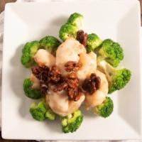 Walnut Shrimp · Jumbo shrimp lightly fried, then stir-fried in chef's special tomato sauce with crispy, and ...