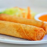 Thai Soft Spring Rolls · Steamed vermicelli, cooked chicken, lettuce, carrot and cucumber wrapped in fresh roll skins...