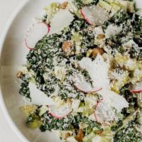 Tuscan Kale Salad · romaine, shallots, radish, manchego, raisins, pepitas, green apple vinaigrette