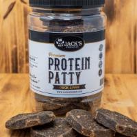 Protein Patty · Real meat is first ingredient.
Grain-free.
Egg powder and psyllium seed husk aid in digestio...