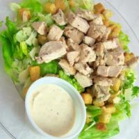 Grilled Chicken Caesar Salad · Romaine lettuce with creamy caesar dressing, grilled chicken, croutons and Parmesan cheese. ...