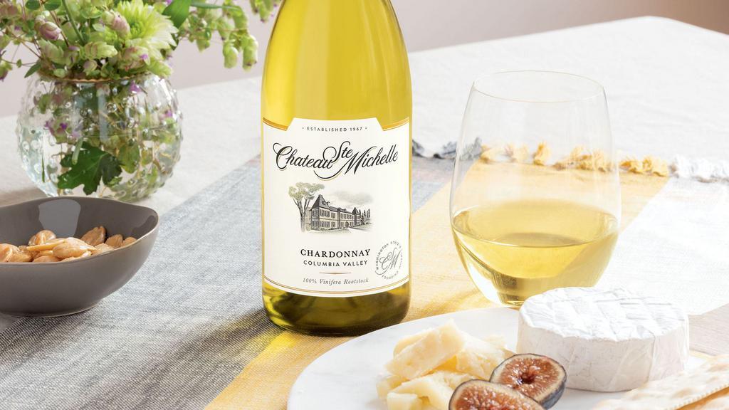 Chateau Ste. Michelle Chardonnay  · is a pleasurable, food-friendly wine. It is crafted in a fresh, soft style with bright apple and sweet citrus fruit character with subtle spice and oak nuances. Pairs well with crab, poultry, salmon, and scallops. Try seasoning with ginger, lemon zest, tarragon, or thyme. 750 ml