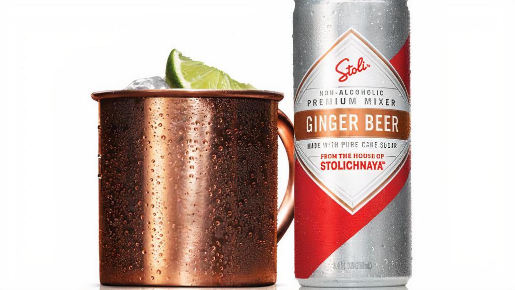 Stolichnaya Non-Alcoholic Premium Mixer Ginger Beer- 4 Pack · 4 pack cans -8.4 fl oz per can. Great ginger beer for a Moscow Mule
Non-alcoholic but full flavored. 
Made with pure cane sugar, no high-fructose corn syrup.