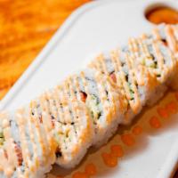 Spicy Salmon Roll · Salmon, Cucumber, Spicy mayo sauce