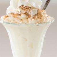 Rice Pudding · Topped with whipped cream and cinnamon sugar.
